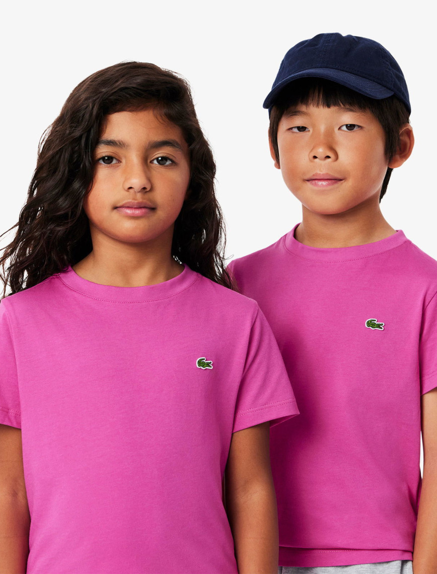 Lacoste Çocuk Bisiklet Yaka Pembe T-Shirt Lacoste Çocuk Bisiklet Yaka Pembe T-Shirt