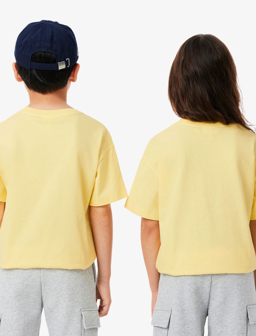 Lacoste Çocuk Bisiklet Yaka Baskılı Sarı T-Shirt Lacoste Çocuk Bisiklet Yaka Baskılı Sarı T-Shirt