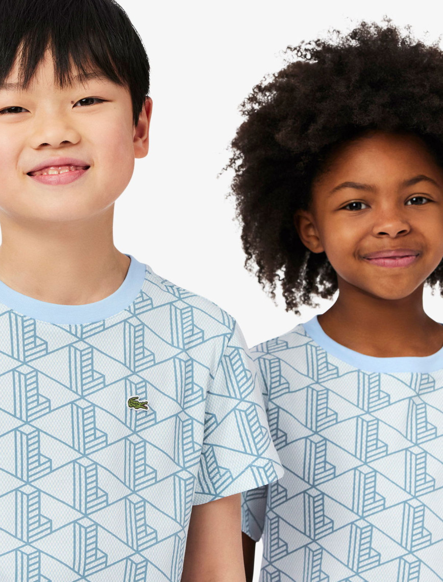 Lacoste Çocuk Bisiklet Yaka Monogram Mavi T-Shirt Lacoste Çocuk Bisiklet Yaka Monogram Mavi T-Shirt
