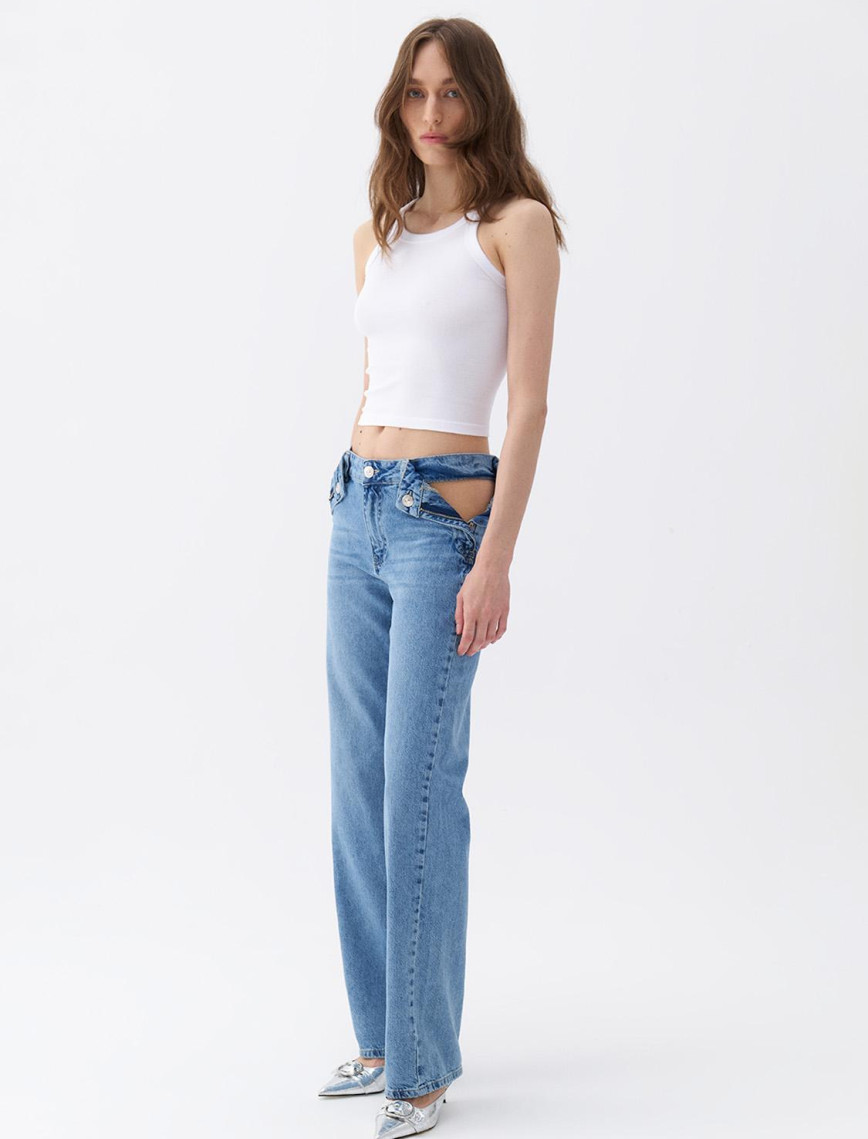 Fermuar Kapamalı Pencereli Jean Pantolon Fermuar Kapamalı Pencereli Jean Pantolon