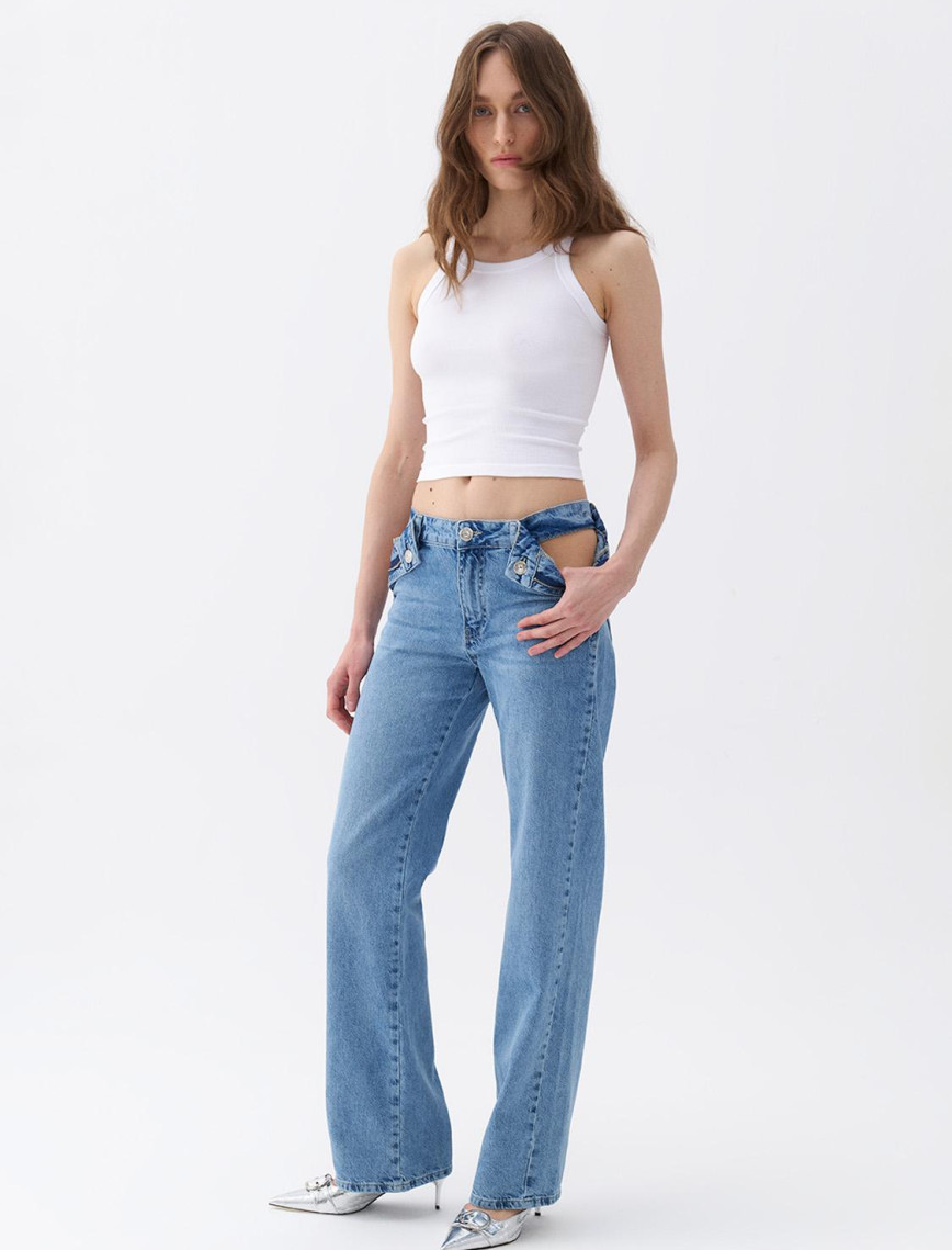 Fermuar Kapamalı Pencereli Jean Pantolon Fermuar Kapamalı Pencereli Jean Pantolon