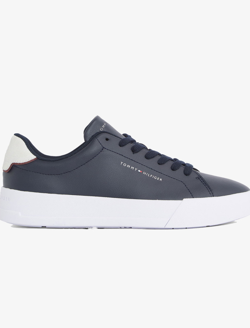 Tommy Hilfiger Court Leather Detail Erkek Siyah Sneaker Tommy Hilfiger Court Leather Detail Erkek Siyah Sneaker