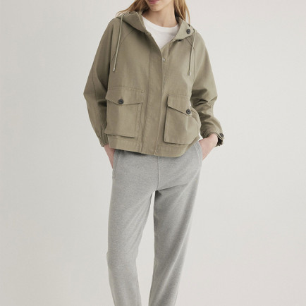 Mavi Kapüşonlu Haki Ceket Oversize / Geniş Kesim 1110625-71818