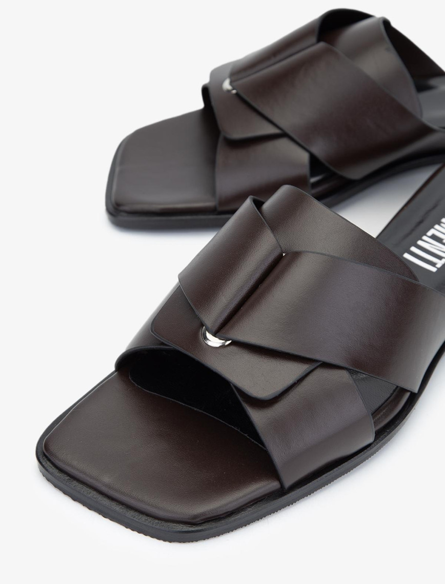 Valmenti Zuky Kadın Kahverengi Hakiki Deri Terlik