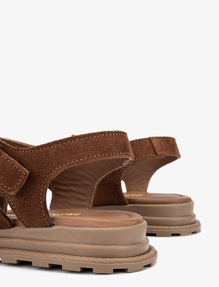 Valmenti Cize Kadın Tütün Süet Hakiki Deri Sandalet