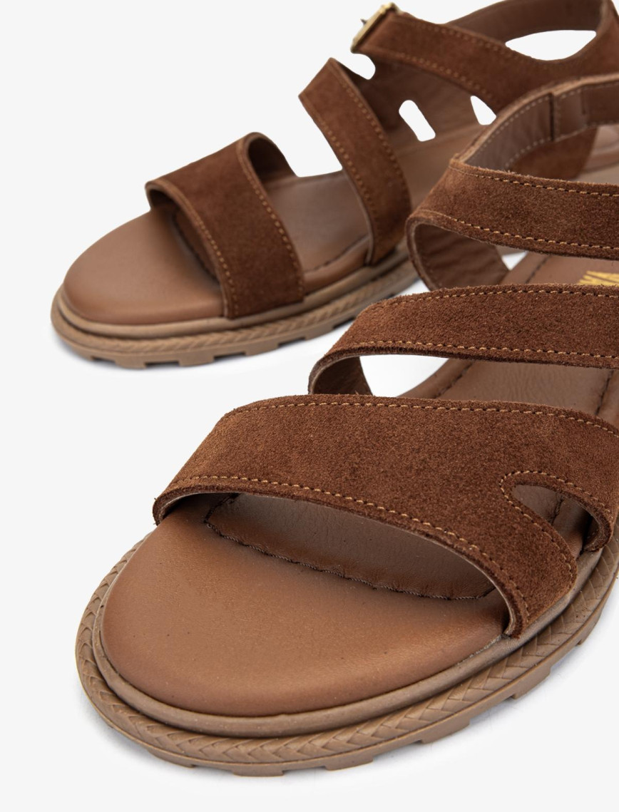 Valmenti Cize Kadın Tütün Süet Hakiki Deri Sandalet