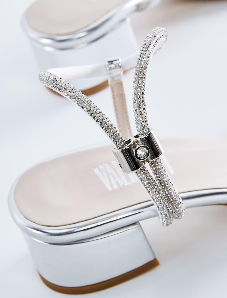 Valmenti Camila Kadın Lame Cilt Vegan Topuklu Sandalet