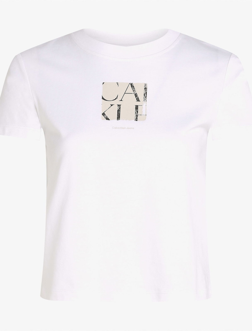 Calvin Klein Front Photo Graphic Baby Kadın Beyaz T-Shirt Calvin Klein Front Photo Graphic Baby Kadın Beyaz T-Shirt