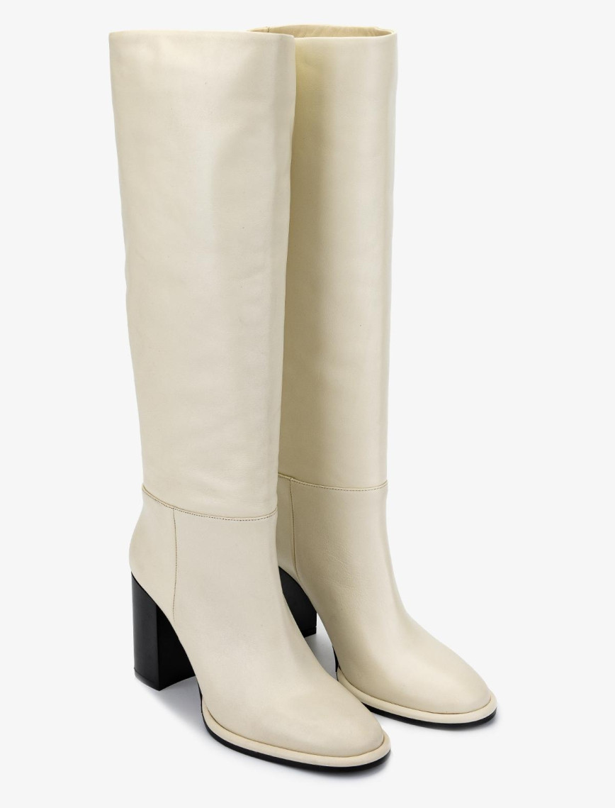 Valmenti Kadın Hakiki Deri Beyaz Casual Çizme