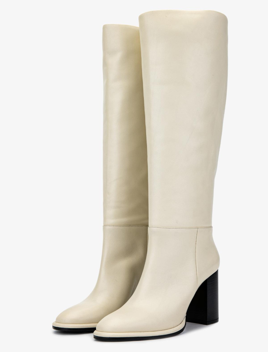 Valmenti Kadın Hakiki Deri Beyaz Casual Çizme