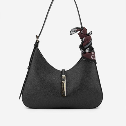 Valmenti Ekips Kadın Siyah Hakiki Deri Omuz Çanta