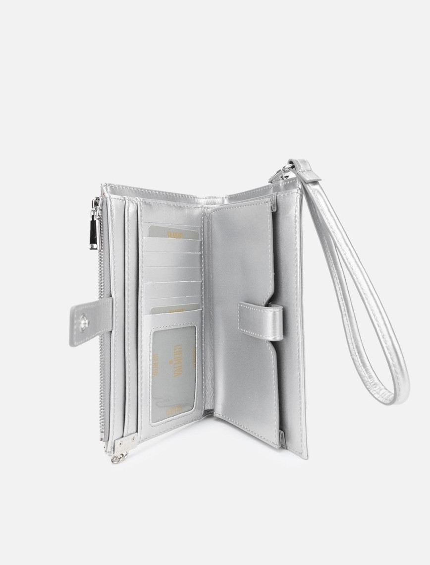 Valmenti Janti Kadın Gümüş Hakiki Deri El Çantası