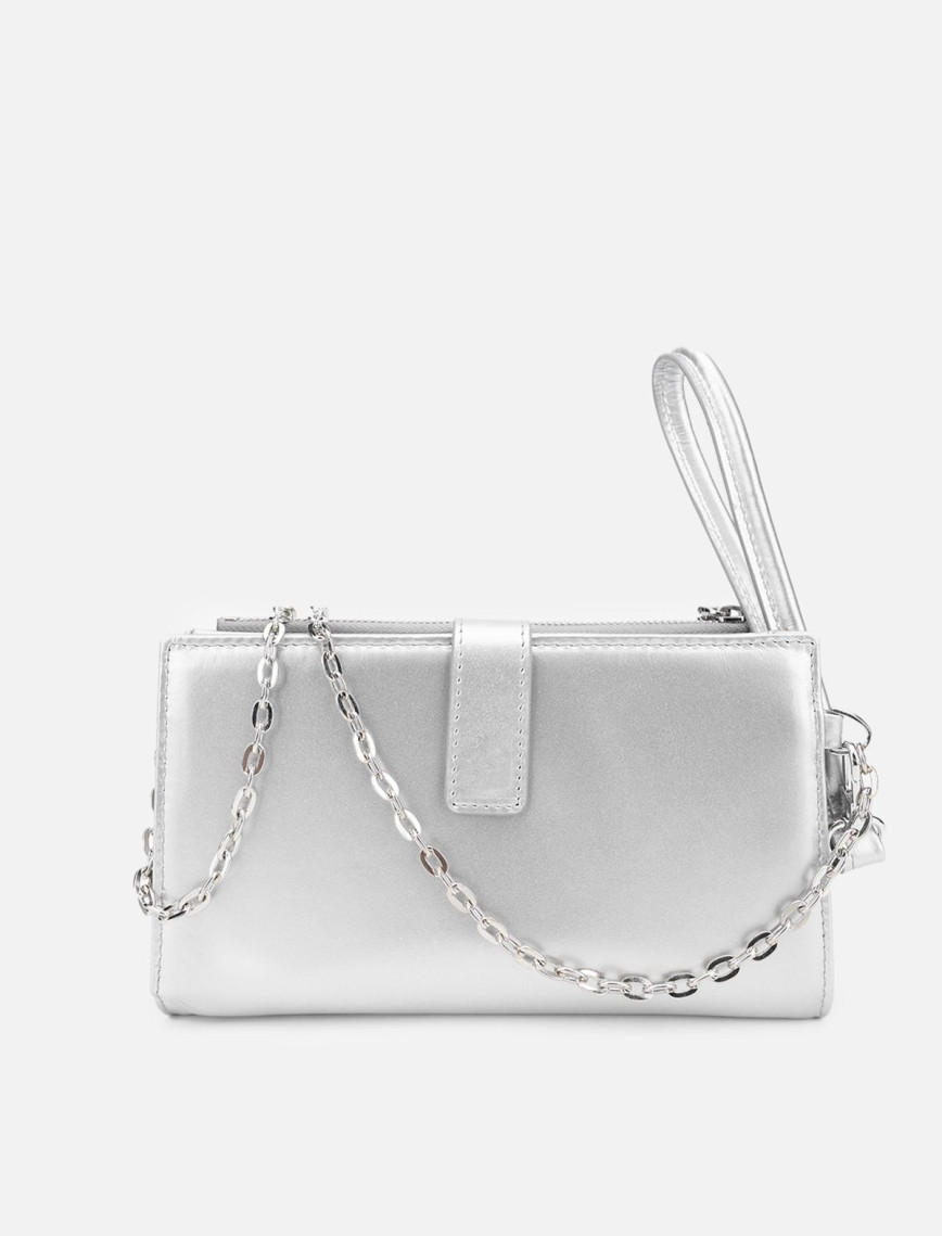 Valmenti Janti Kadın Gümüş Hakiki Deri El Çantası