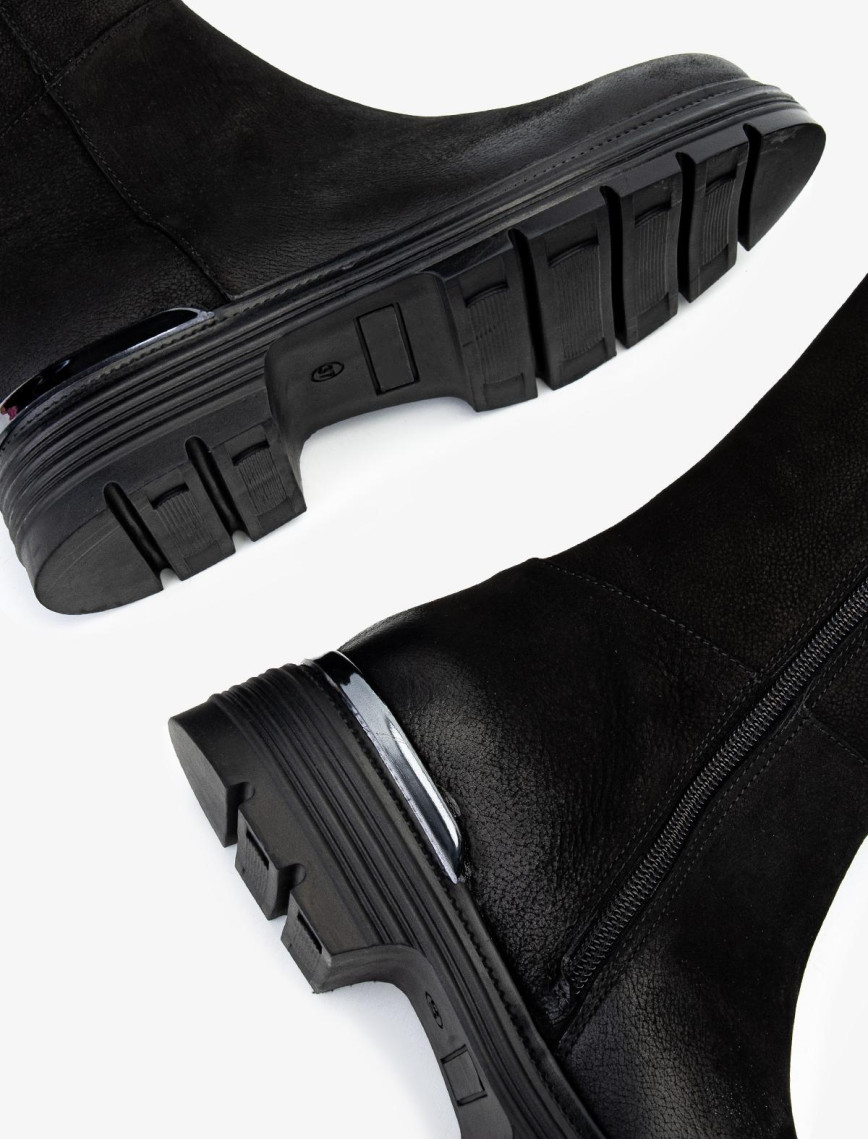 Valmenti Kadın Hakiki Deri Siyah Nubuk Casual Çizme Valmenti Kadın Hakiki Deri Siyah Nubuk Casual Çizme