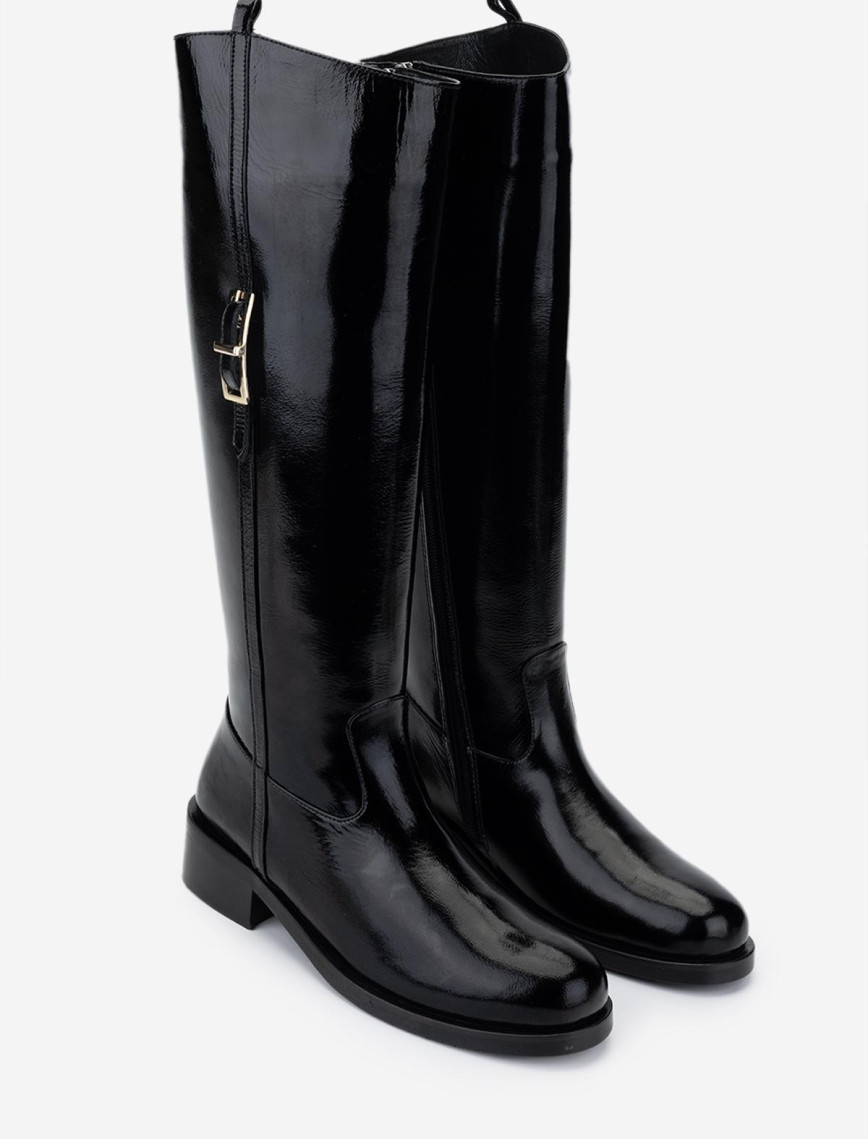 Valmenti Kadın Siyah Rugan Casual Çizme Valmenti Kadın Siyah Rugan Casual Çizme