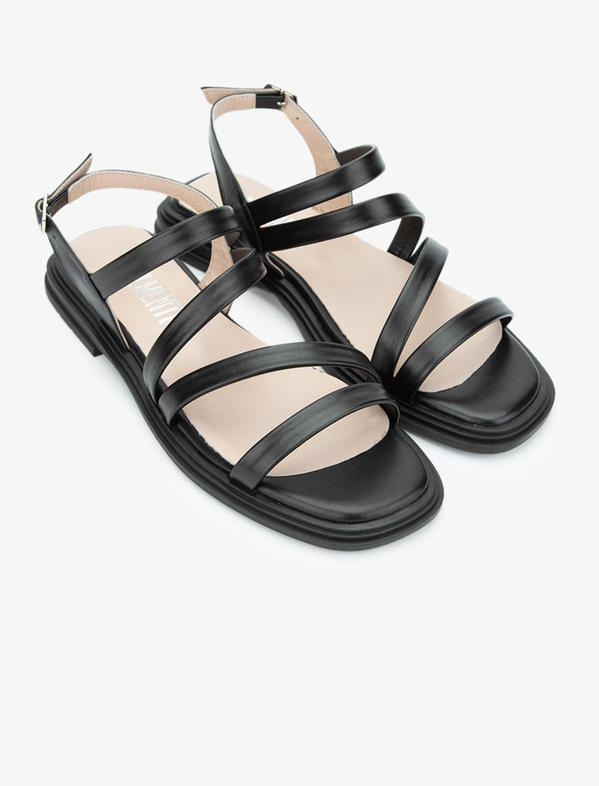 Valmenti Avıor Kadın Siyah Hakiki Deri Sandalet Valmenti Avıor Kadın Siyah Hakiki Deri Sandalet