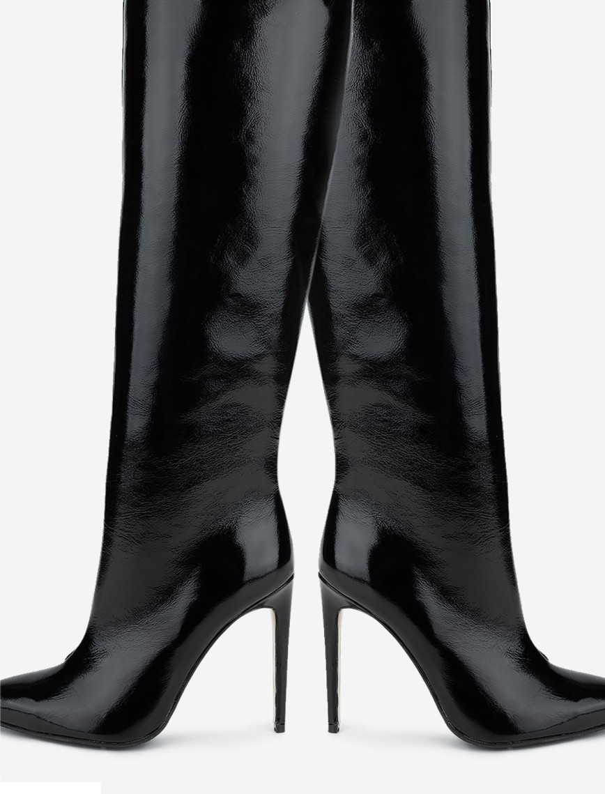Valmenti Kadın Hakiki Deri Siyah Rugan Topuklu Çizme Valmenti Kadın Hakiki Deri Siyah Rugan Topuklu Çizme