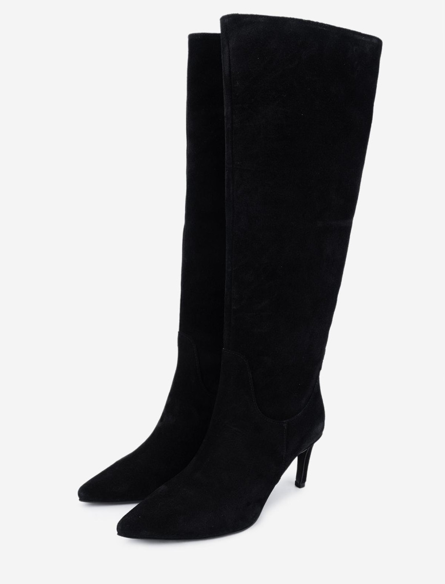 Valmenti Kadın . Siyah Süet Topuklu Çizme Valmenti Kadın . Siyah Süet Topuklu Çizme