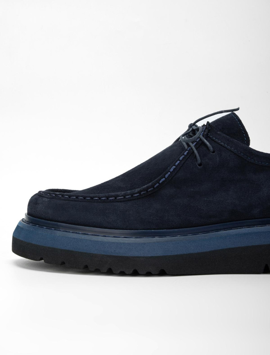 Valmenti Erkek Lacivert Süet Hakiki Deri Casual Ayakkabı