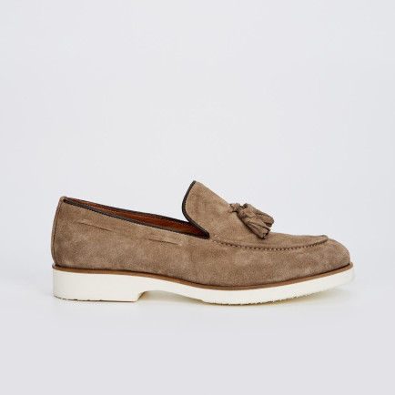 Valmenti Ottone Erkek Bej Süet Hakiki Deri Loafer Ayakkabı