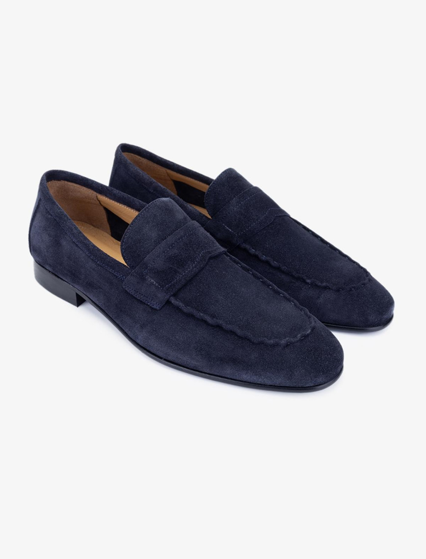Valmenti Thonas Erkek Lacivert Süet Hakiki Deri Loafer Ayakkabı