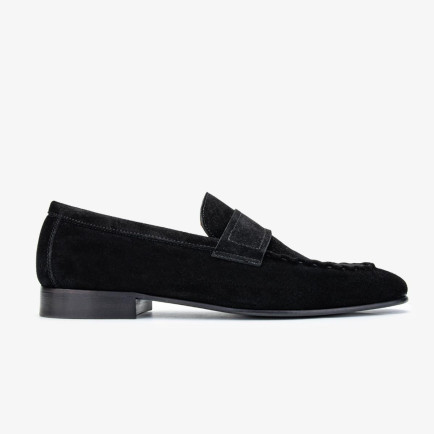 Valmenti Thonas Erkek Siyah Süet Hakiki Deri Loafer Ayakkabı