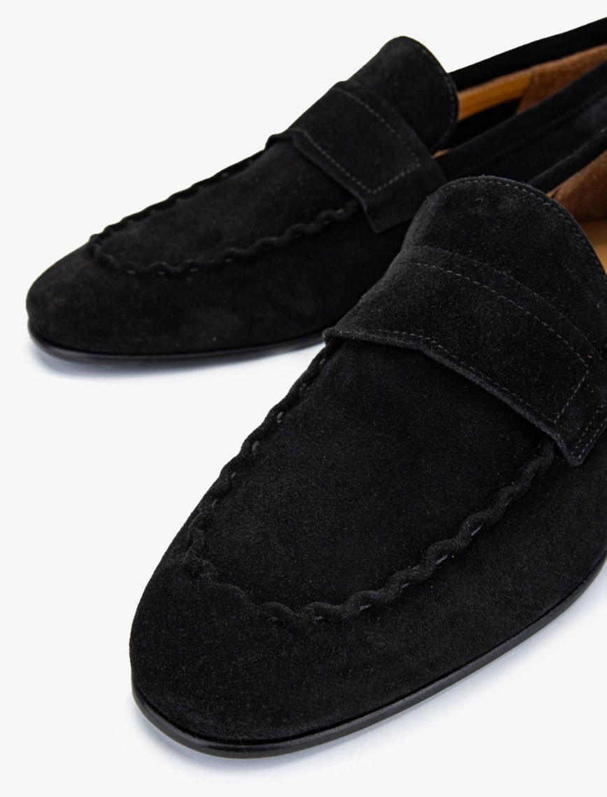 Valmenti Thonas Erkek Siyah Süet Hakiki Deri Loafer Ayakkabı