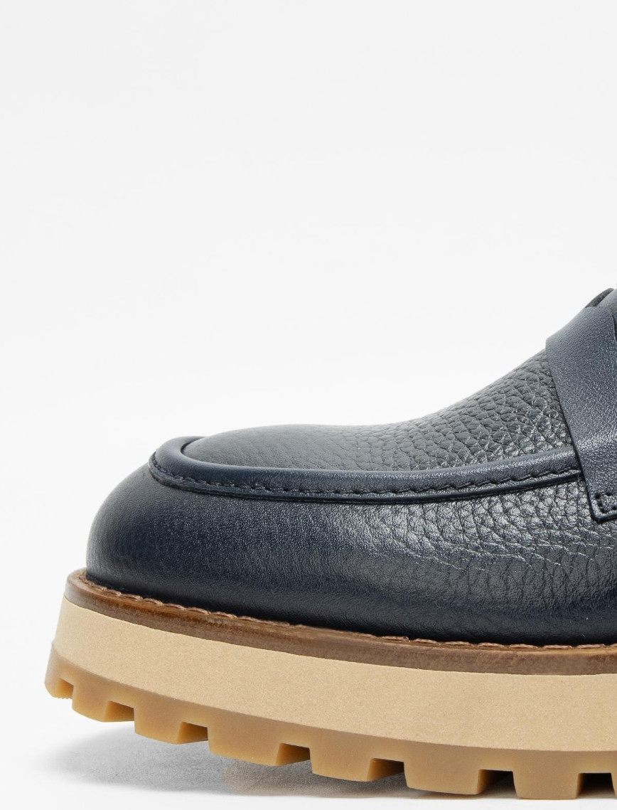 Valmenti Erkek Lacivert Floter Hakiki Deri Loafer Ayakkabı