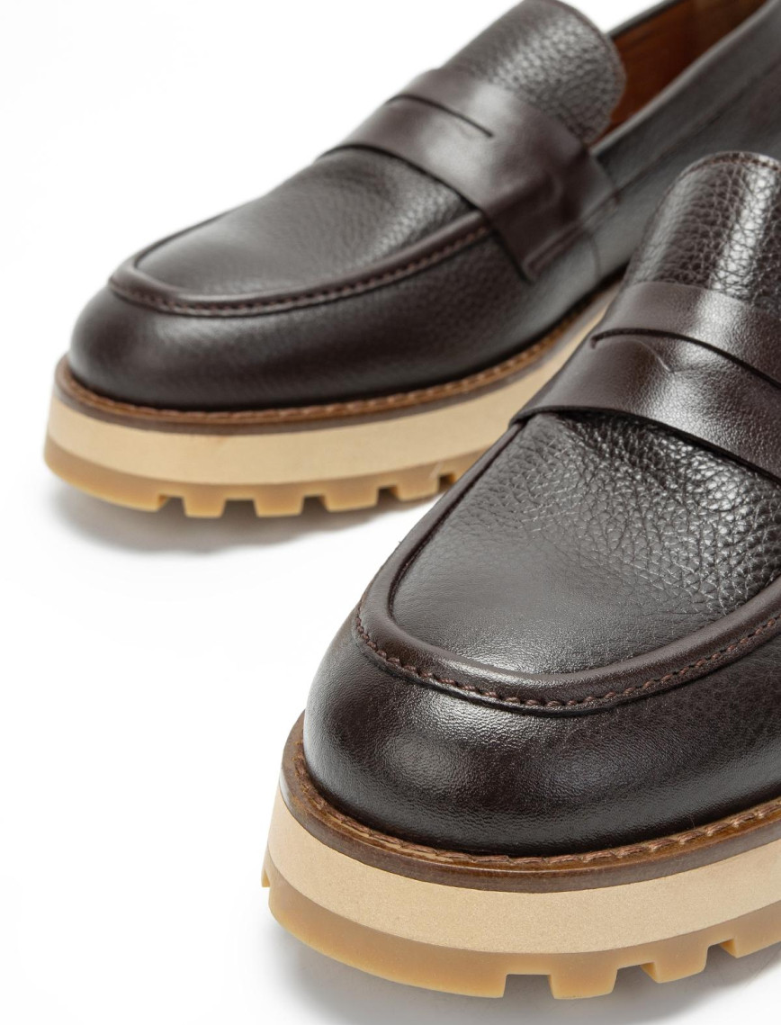 Valmenti Erkek Kahverengi Floter Hakiki Deri Loafer Ayakkabı