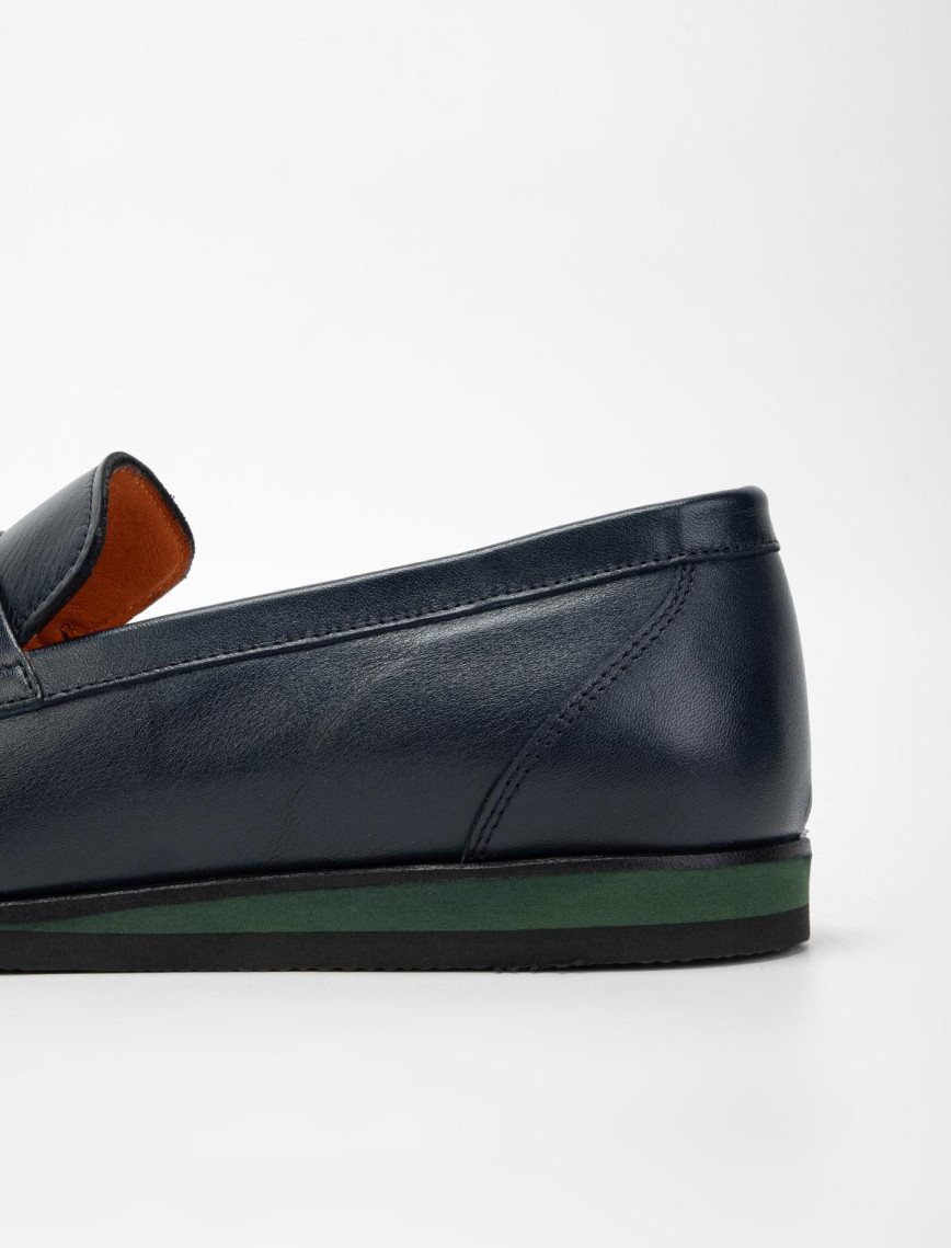 Valmenti Erkek Lacivert Hakiki Deri Casual Ayakkabı