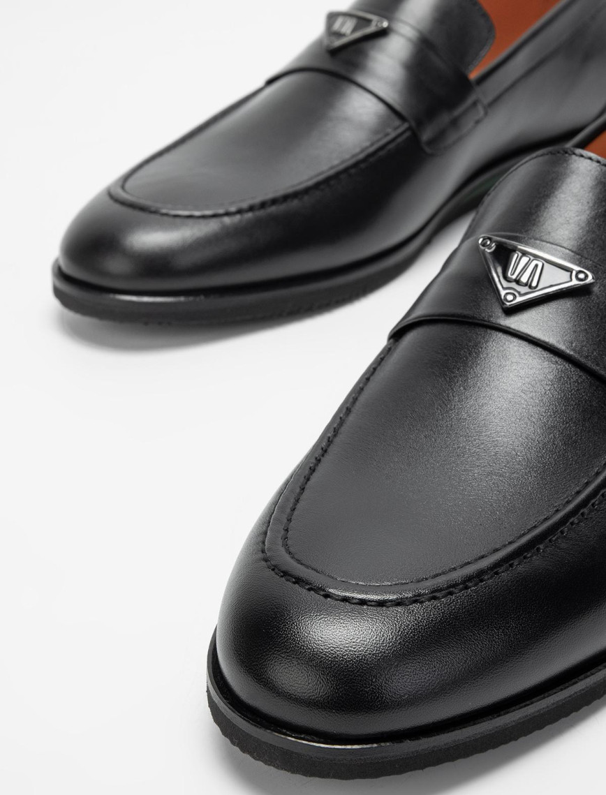 Valmenti Erkek Siyah Hakiki Deri Casual Ayakkabı