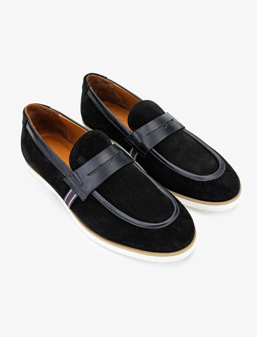 Valmenti Runo Erkek Siyah Süet Hakiki Deri Loafer Ayakkabı