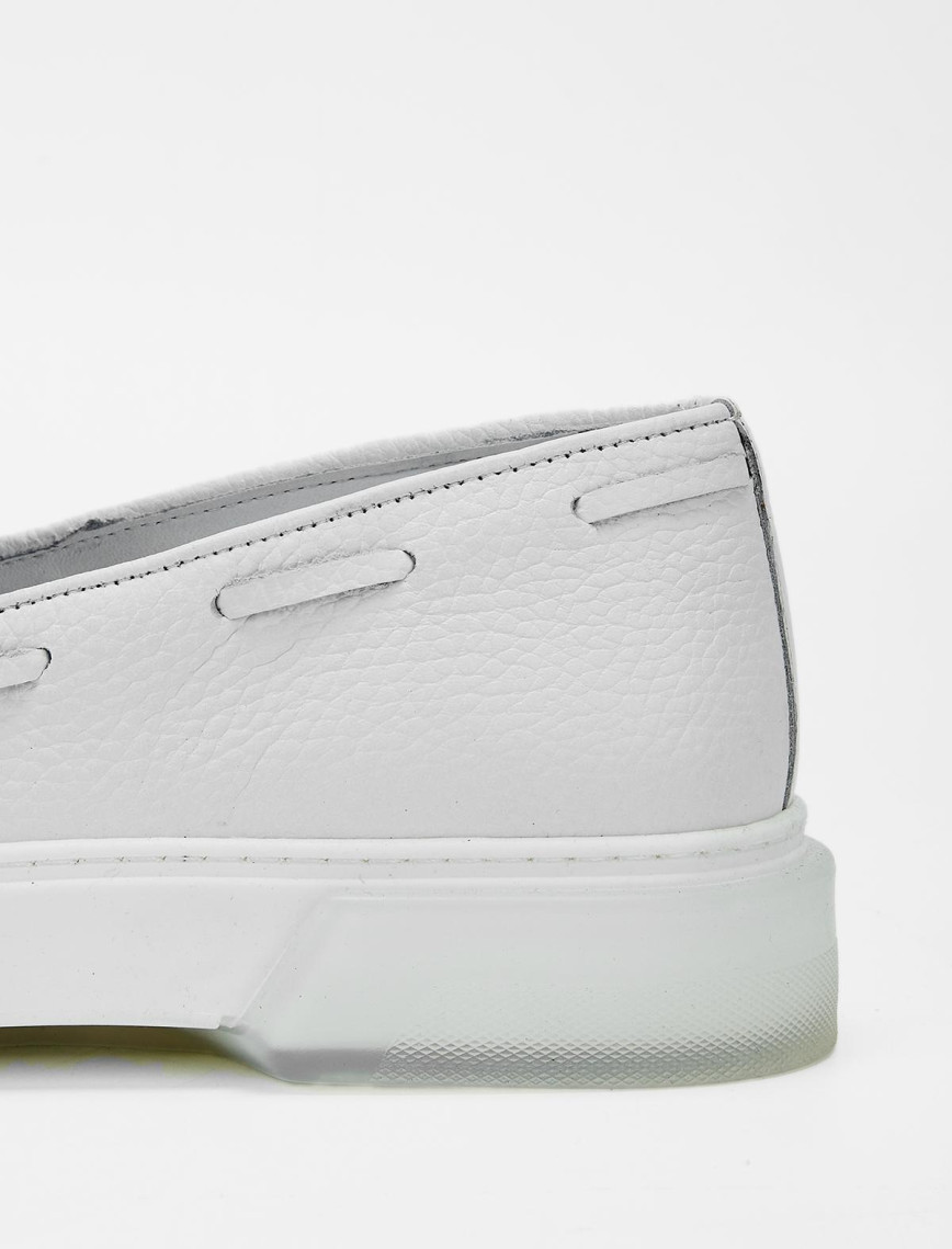 Valmenti Reneta Erkek Beyaz Floter Hakiki Deri Loafer Ayakkabı