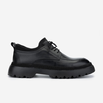 Valmenti Erkek Hakiki Deri Siyah Antik Casual Ayakkabı