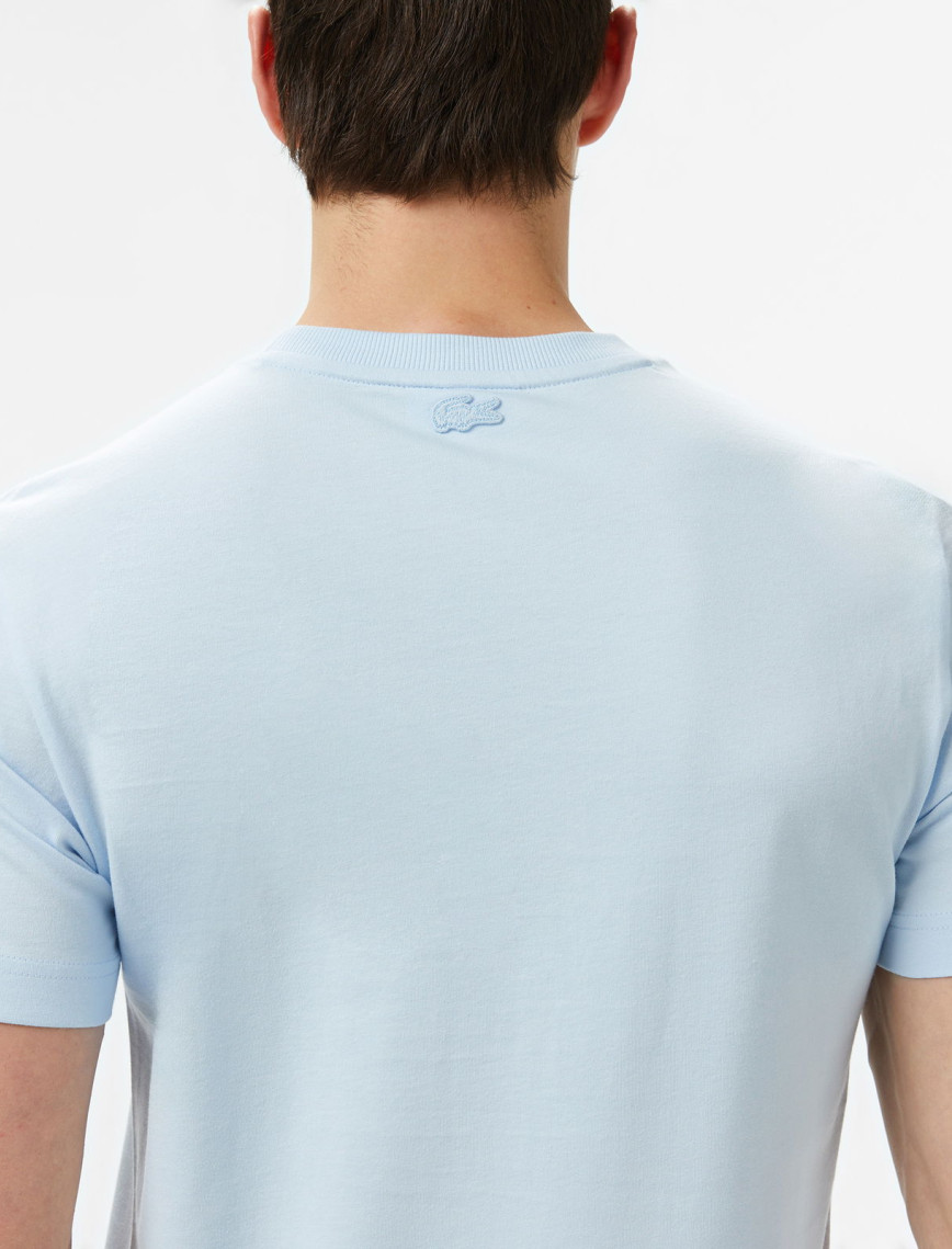 Lacoste Erkek Bisiklet Yaka Baskılı Açık Mavi T-Shirt