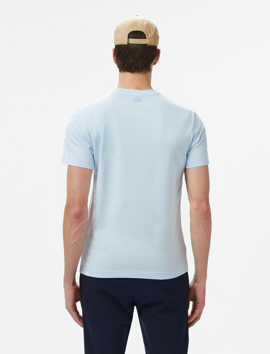Lacoste Erkek Bisiklet Yaka Baskılı Açık Mavi T-Shirt
