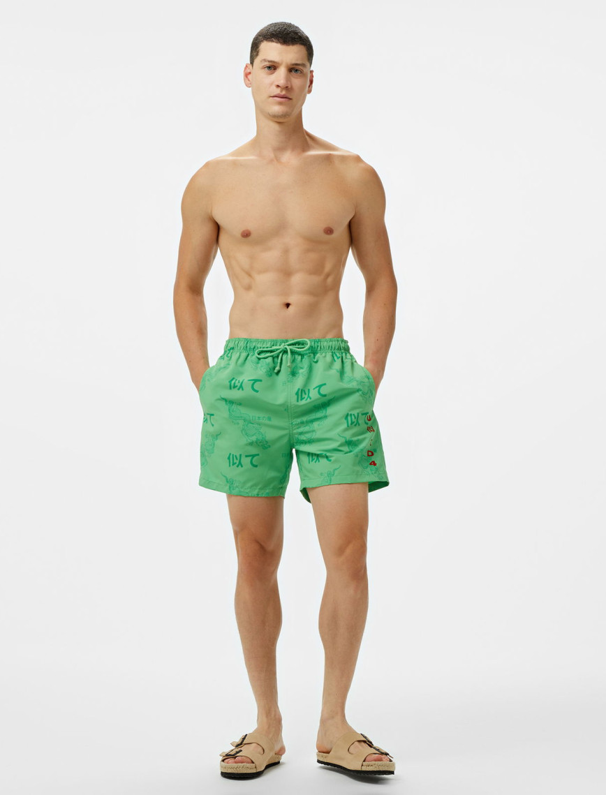 UNITED4 Classic Erkek Yeşil Deniz Şortu UNITED4 Classic Erkek Yeşil Deniz Şortu