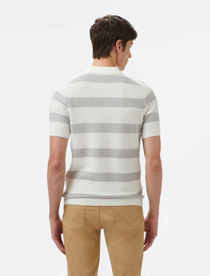 Lacoste Erkek Polo Yaka Çizgili Gri Triko Lacoste Erkek Polo Yaka Çizgili Gri Triko