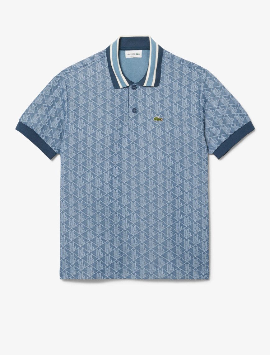 Lacoste Erkek Classic Fit Monogram Mavi Polo
