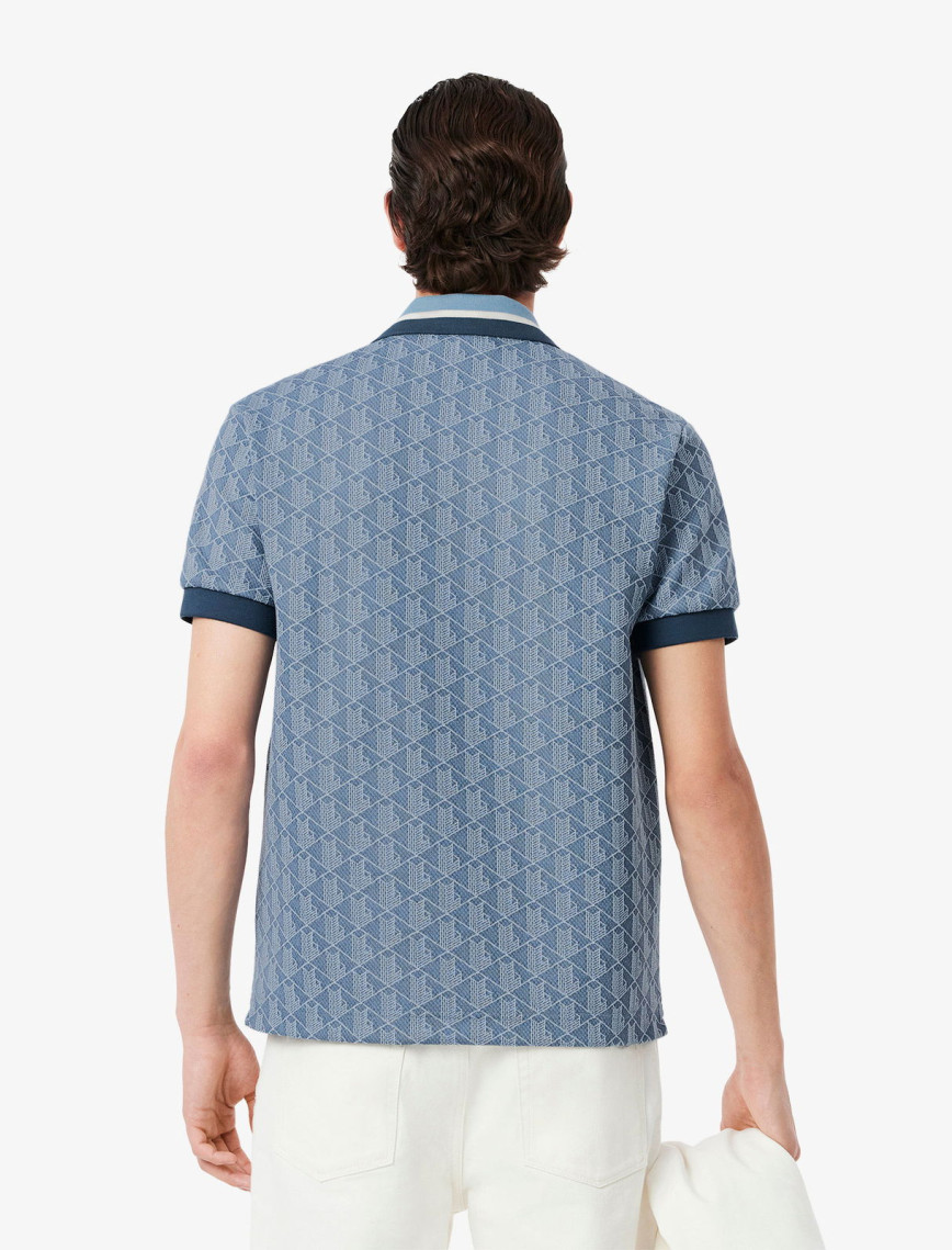 Lacoste Erkek Classic Fit Monogram Mavi Polo