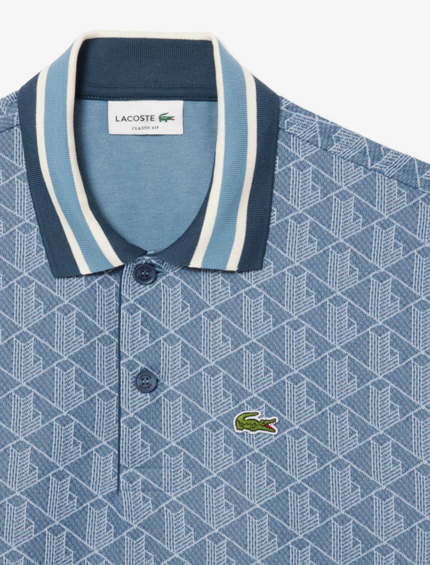 Lacoste Erkek Classic Fit Monogram Mavi Polo
