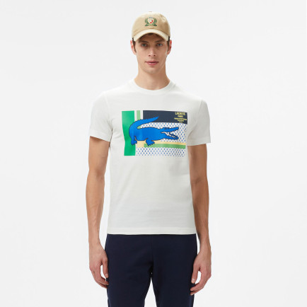 Lacoste Baskılı Bisiklet Yaka Erkek Beyaz T-Shirt Lacoste Baskılı Bisiklet Yaka Erkek Beyaz T-Shirt
