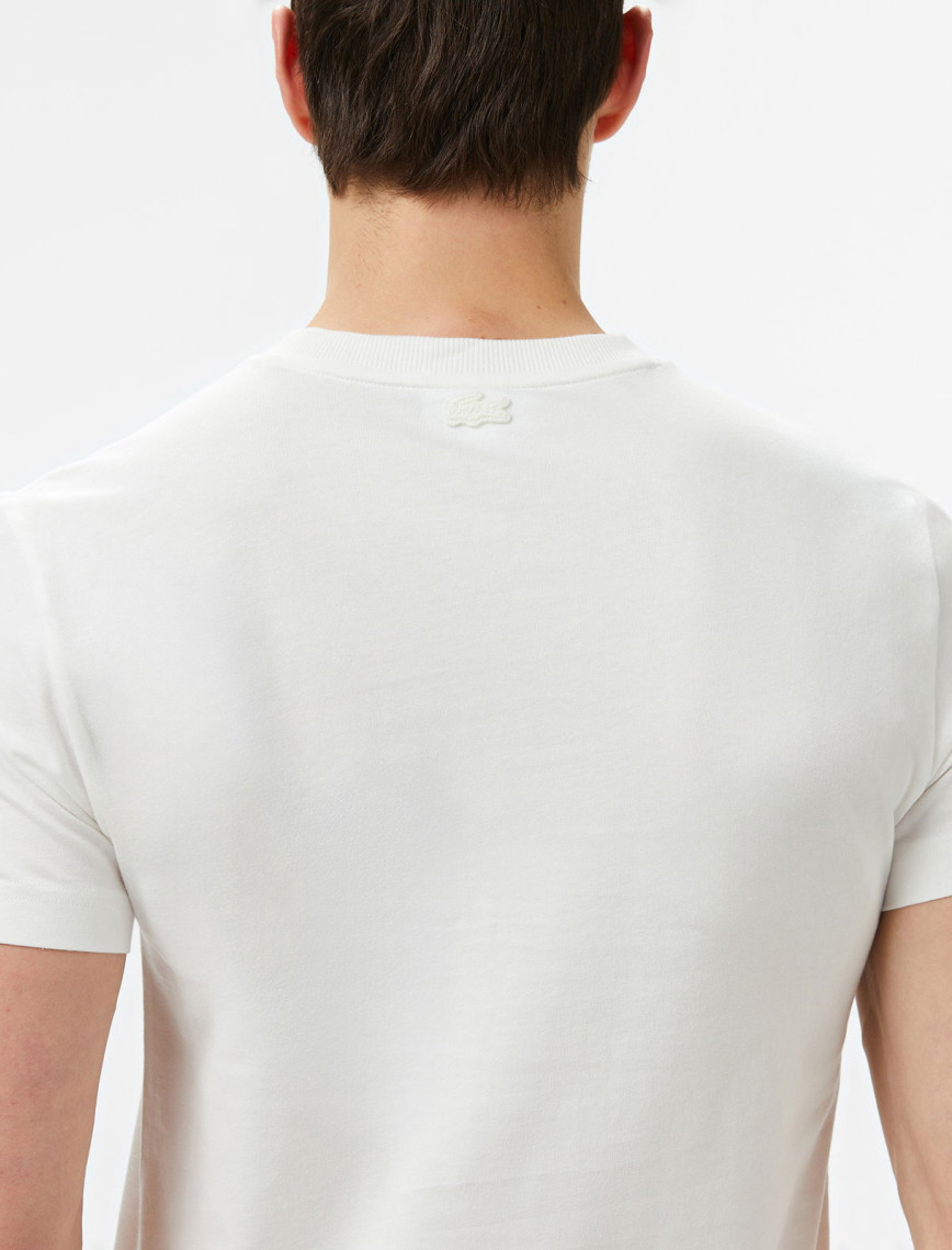 Lacoste Baskılı Bisiklet Yaka Erkek Beyaz T-Shirt Lacoste Baskılı Bisiklet Yaka Erkek Beyaz T-Shirt
