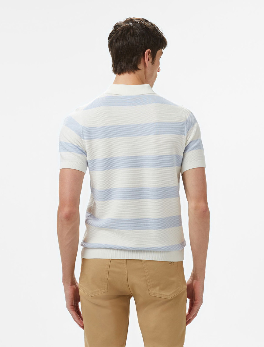 Lacoste Erkek Gömlek Yaka Çizgili Açık Mavi Triko Lacoste Erkek Gömlek Yaka Çizgili Açık Mavi Triko