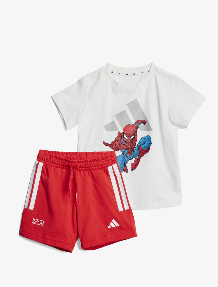 adidas X Marvel Spiderman Çocuk Beyaz/Kırmızı Şort Takımı adidas X Marvel Spiderman Çocuk Beyaz/Kırmızı Şort Takımı