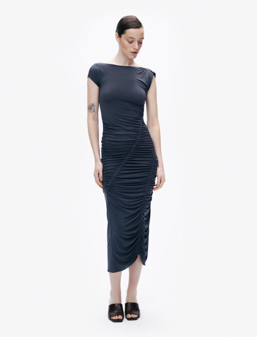 Drapeli Büzgülü Maxi Elbise Drapeli Büzgülü Maxi Elbise