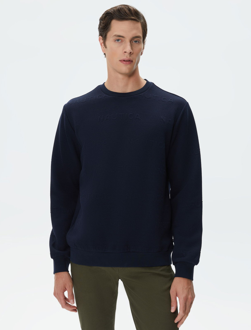 Nautica Erkek Lacivert Standart Fit Jakarlı Sweatshirt Nautica Erkek Lacivert Standart Fit Jakarlı Sweatshirt