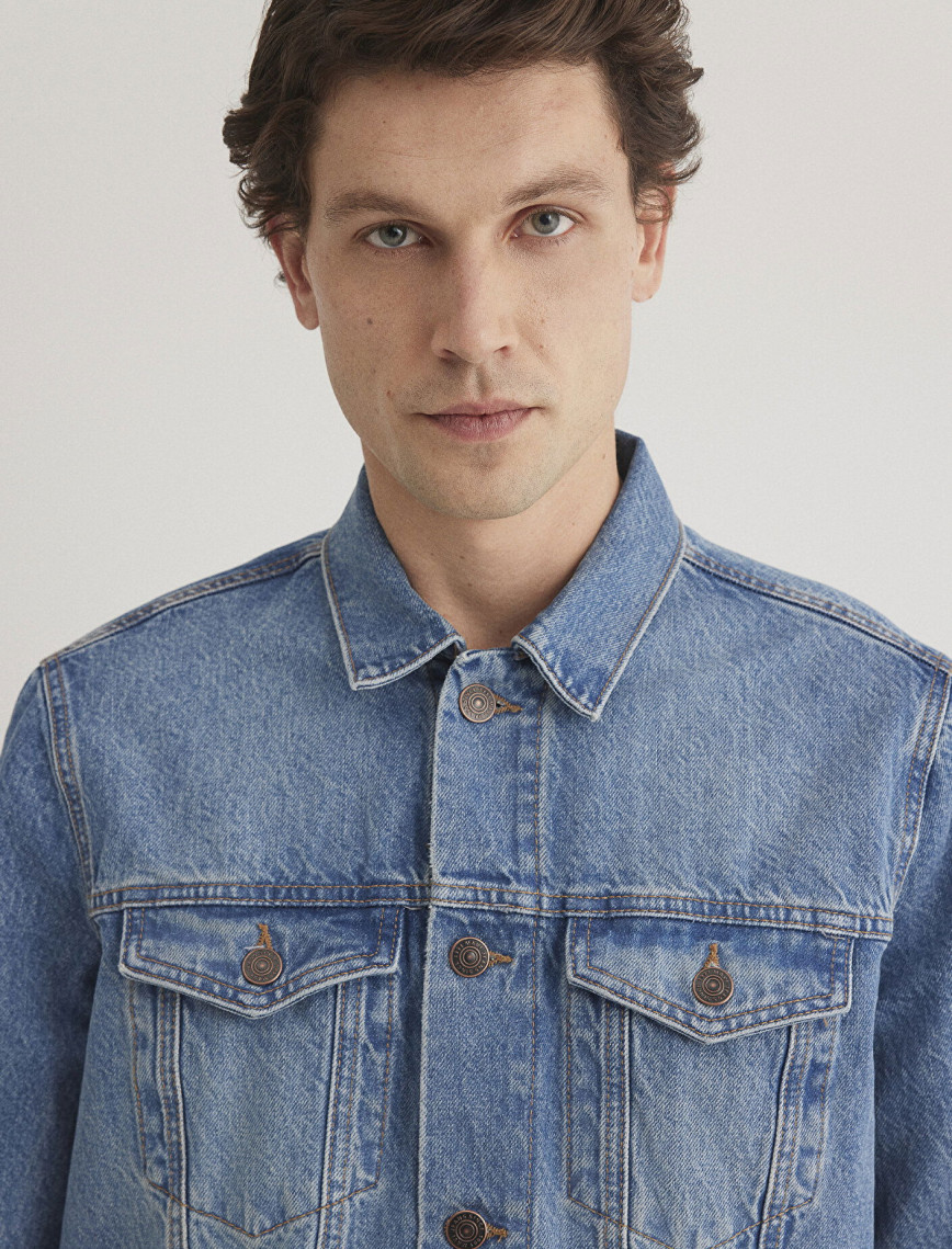 Mavi Drake Classic Denim Puslu Indigo Mavi Jean Ceket 010143-89136