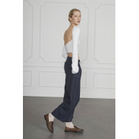 Çizgili Pileli Palazzo Pantolon