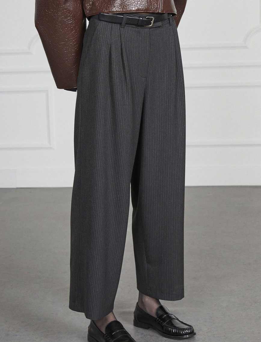 Çizgili Pileli Palazzo Pantolon